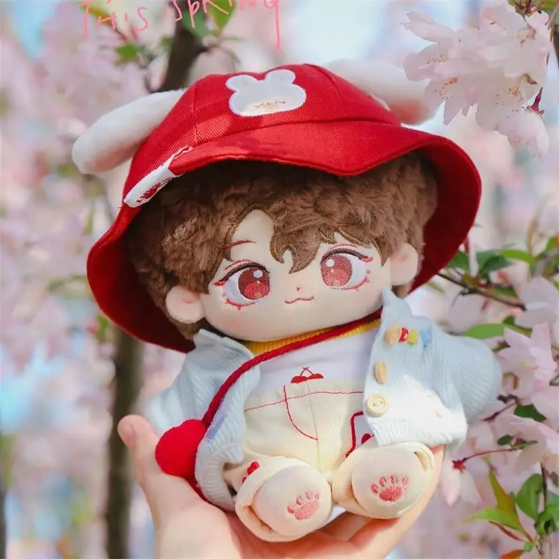 1 Set 20cm Doll Clothes Set Mini Overalls Hat Suits For Cotton Stuffed Dolls Toys Accessories Idol Doll Headwear Clothes Suit