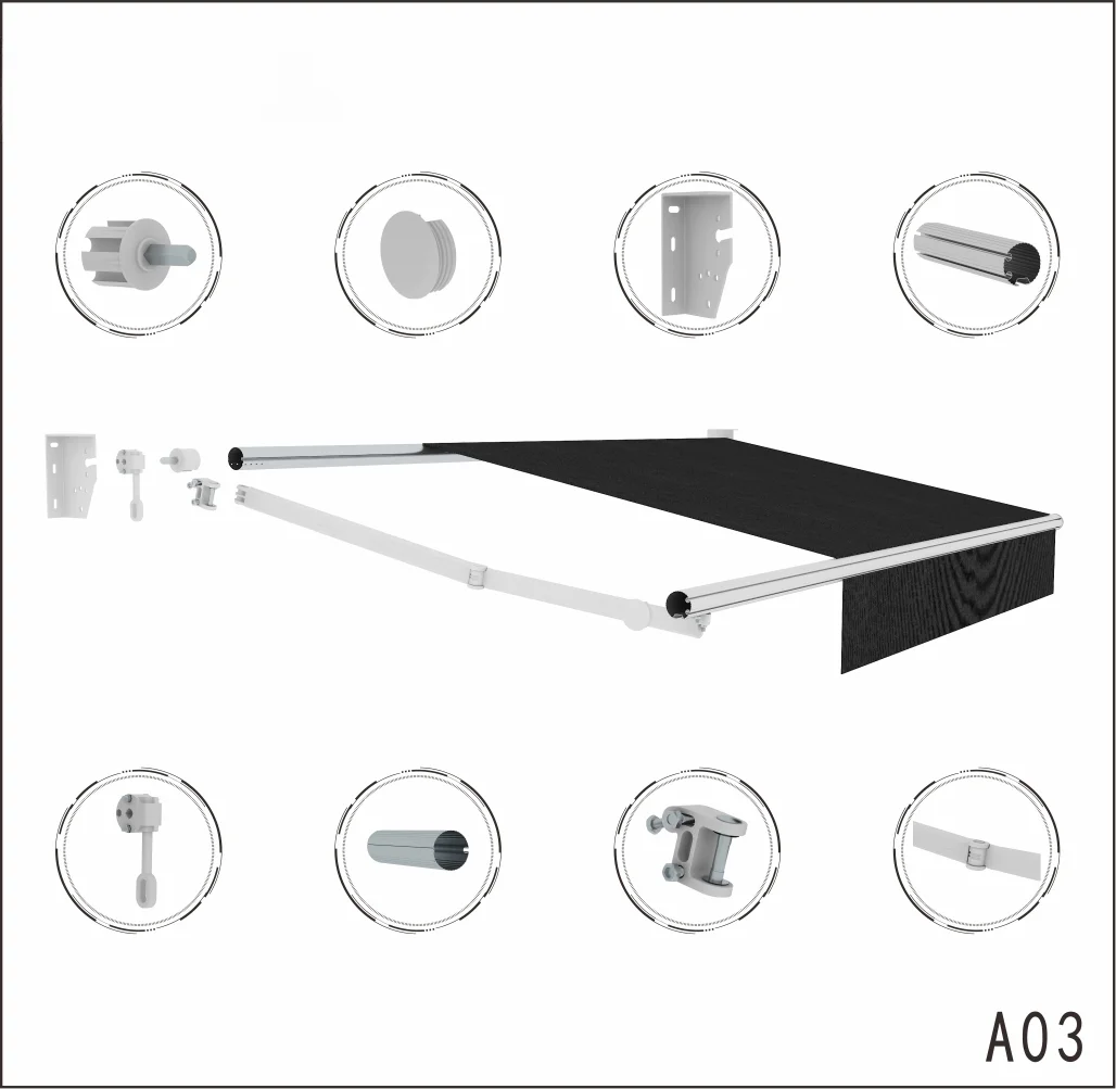 Foshan factory electric folding arm sunshade aluminum casting chain accessories