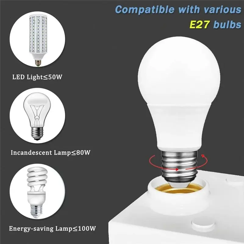 DT17 2PCS E27 Lampholder for Nut Socket with PIR Motion Sensing Switch Lamp Holder Socket Bulb Socket AC 85V 265V Easy Install