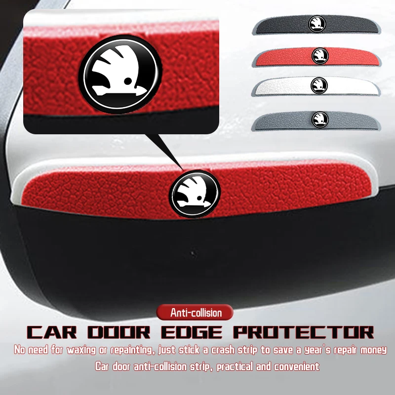 

For Skoda 4pcs Car Door Edge Protector Guards Anti-collision Stickers Rapid Kodiaq Karoq Fabia Kamiq MK3 Roomster Enyaq