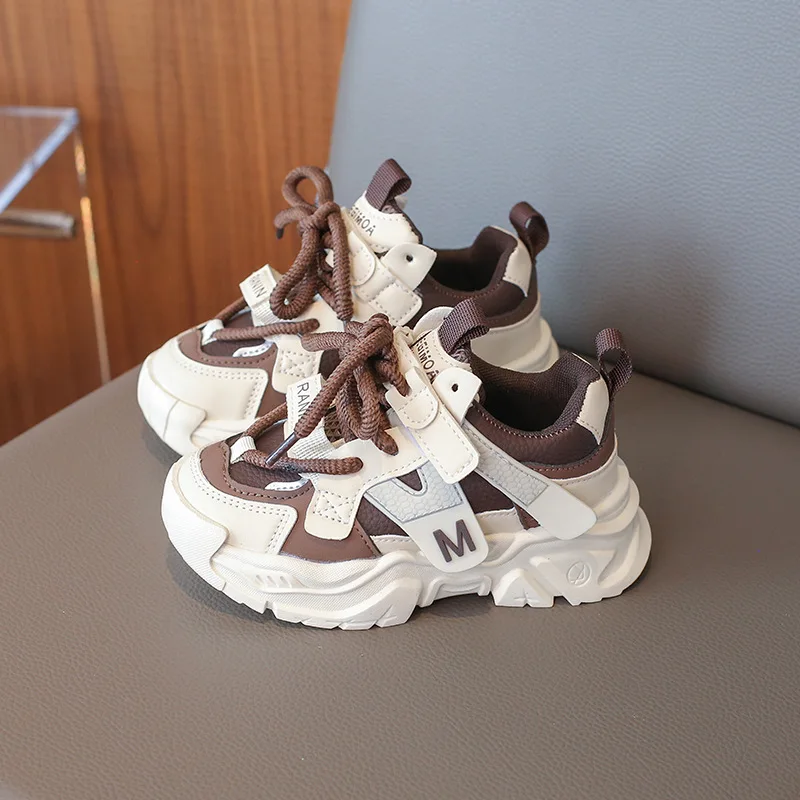 

Kids Sneakers 2025 Autumn Children Casual Sport Shoes For Boy Patchwork Color Soft PU Leather Boys Breathable Tennis Shoes