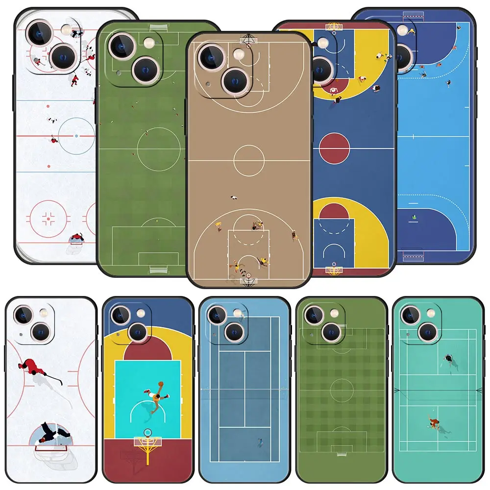 Fútbol baloncesto tenis canciones deportivas para iPhone 11 12 13 15 16 14 Pro Max teléfono CaX XR XS 7 8 Plus 2020 cubierta de lujo