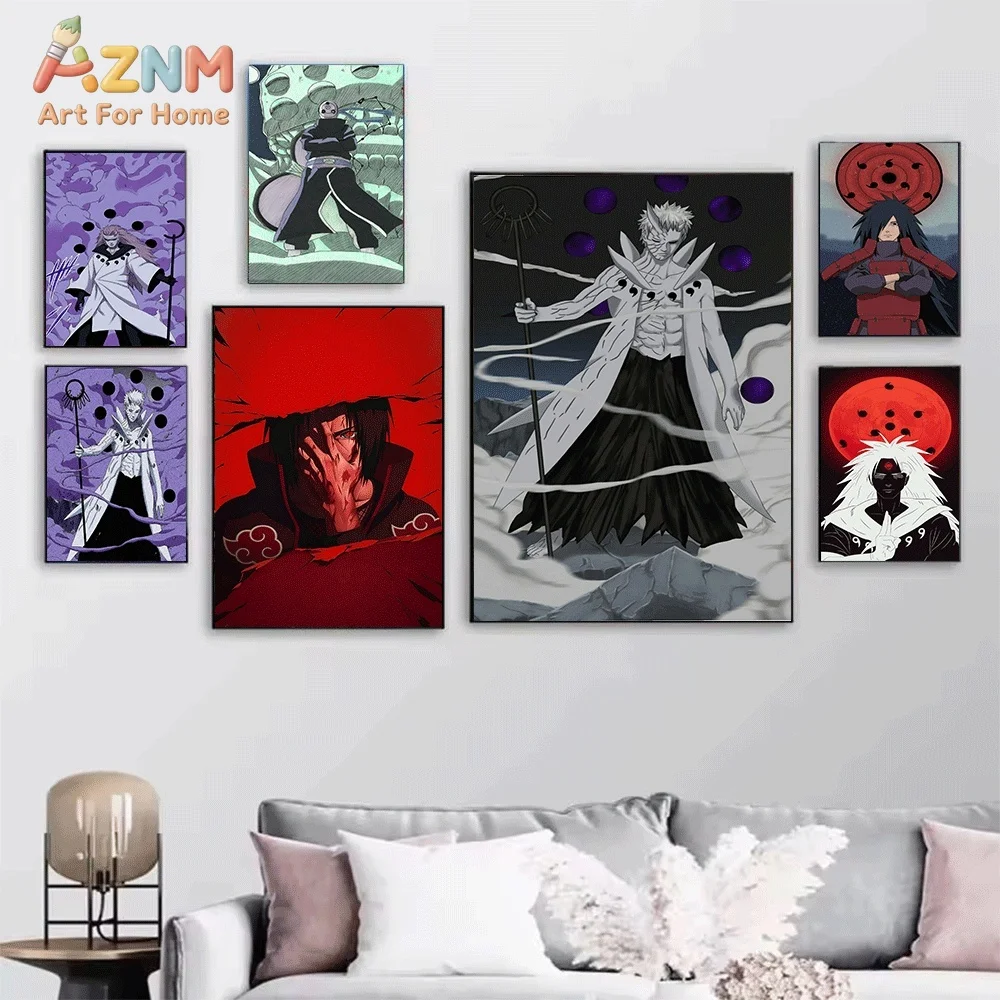 Naruto Anime Uchiha Madara Canvas Wall Art Print Poster Unframed Canvas Painting Home Living Room Bedroom Decor Gift For Anime