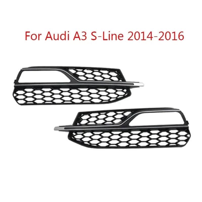 2PCS Car-Styling Car Front Bumper Fog Light Grille Grill Cover for Audi A3 Sline S3 2014 2015 2016