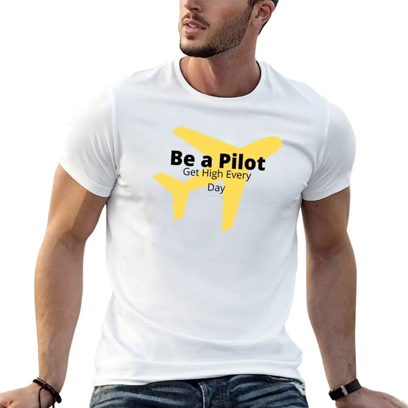 Get High Every Day White T-Shirt Work Utility Short Sleeve Shirt