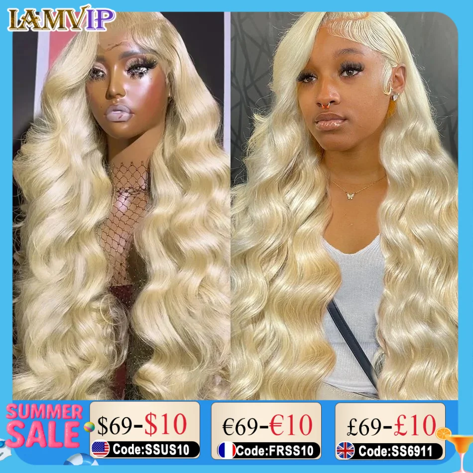 

250% 30 36 Inch 613 Hd Frontal Wigs 13x4 Blonde Body Wave Front Wig Transparent Pre Plucked Brazilian Glueless Human Hair Wigs