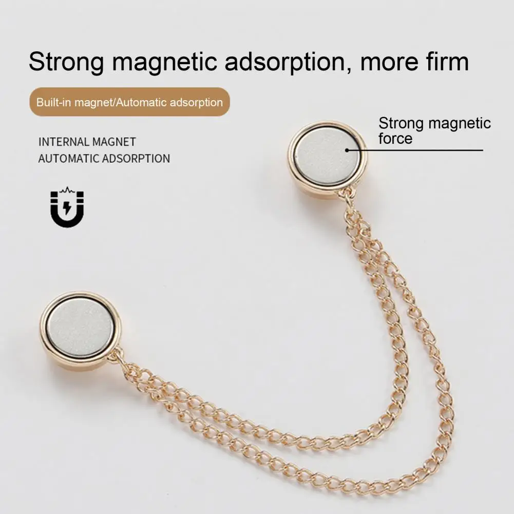 Magnetic Blouse Clips Magnetic Clothing Clips Set with Chain Multi-function Garment Fasteners for Trouser Hem Shawl for Clothing