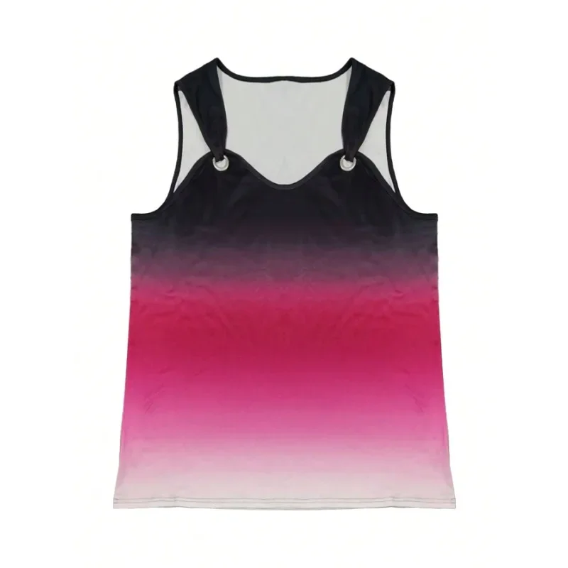 Плюс размер 1XL-5XL, новая женская модная майка без рукавов, повседневная женская удобная универсальная жилетка с выдолбленным градиентом