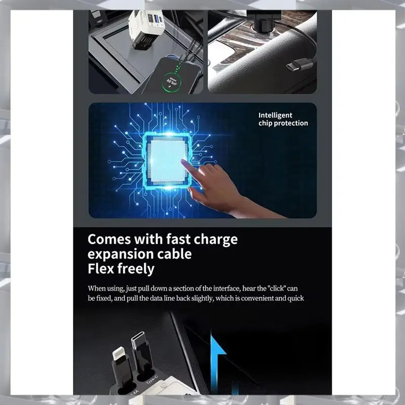 حار بيع-4 في 1 قابل للسحب سيارة شاحن سريع USB نوع C كابل آيفون هواوي سامسونج الحبل ولاعة السجائر محول D QC3.