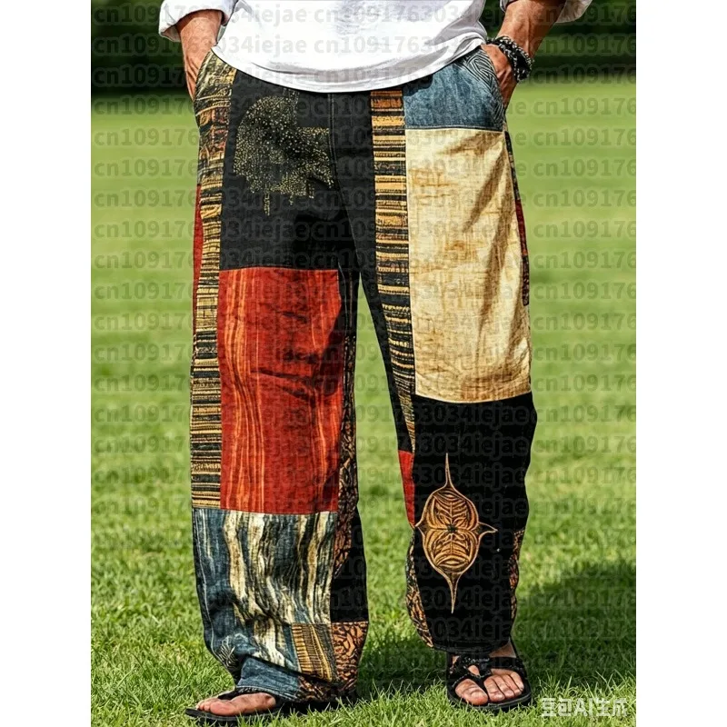 2026 Men's Trousers Summer Beach Pants Drawstring Elastic Waist 3D Print Stripe Graphic Prints Geometry Comfort Casual Pants