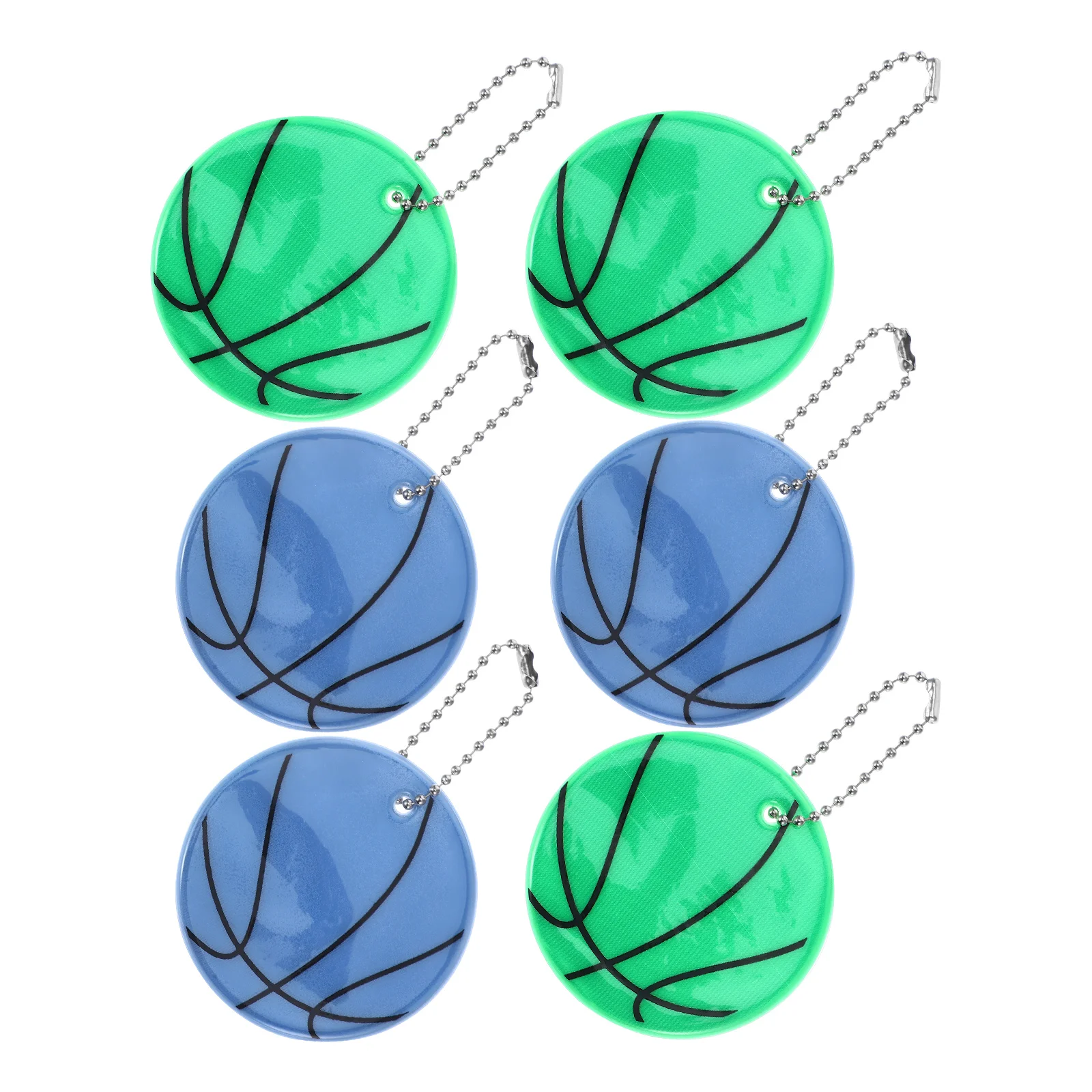 6 Pcs Basketball Pendant Reflectors Backpack Reflective Glowing Keychain Rucksack
