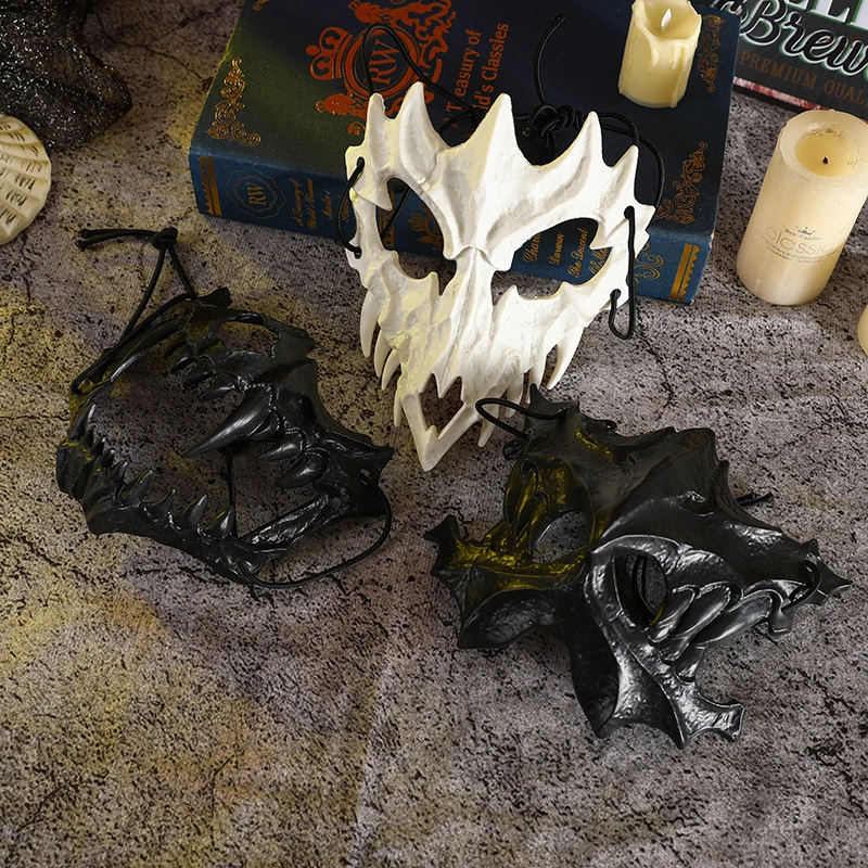 1pc Schädel Maske Party lange Zähne Dämon Skelett halbe Gesichts maske Wolf Drachen Tiger Houjuu Nue Maske Cosplay Halloween Kostüm Requisiten