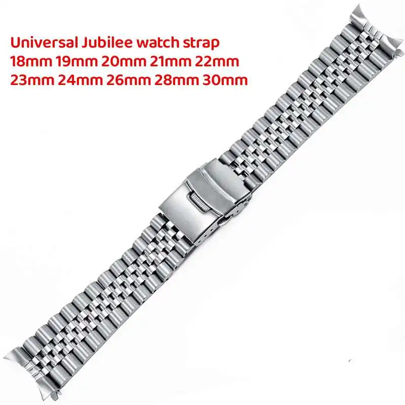 

18mm 20mm 22mm 24mm 26mm Solid 316L Stainless Steel Jubilee Universal Curved End Watch Strap Band Bracelet Fit for RLX SKX Watch