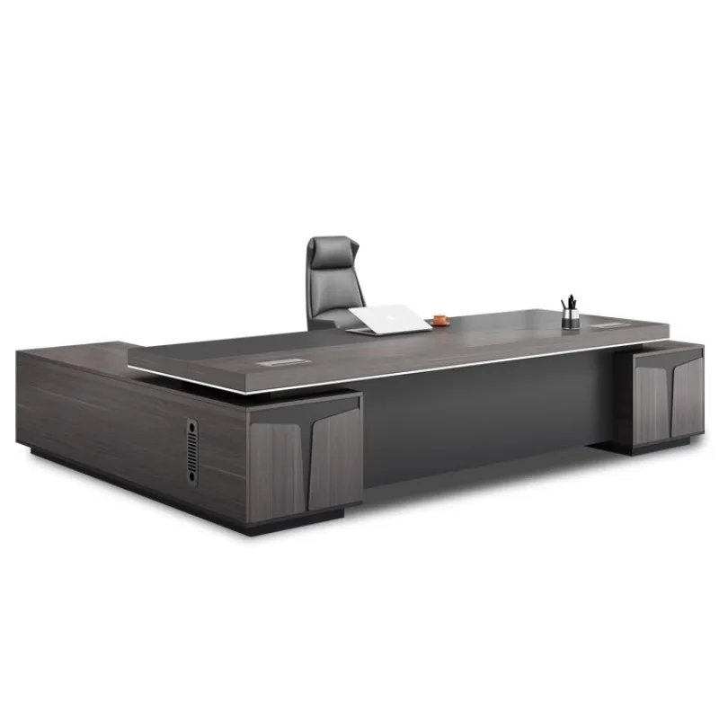 Disponibile Scrivania da ufficio in legno scuro Combinazione di qualità a forma di L Scrivania da ufficio moderna per reception Mobili Escritorio Oficina