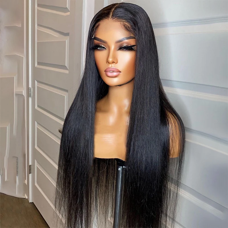 

13x4HD transparent lace front wig for human hair, 200% density straight pre impregnated non adhesive human hair for women