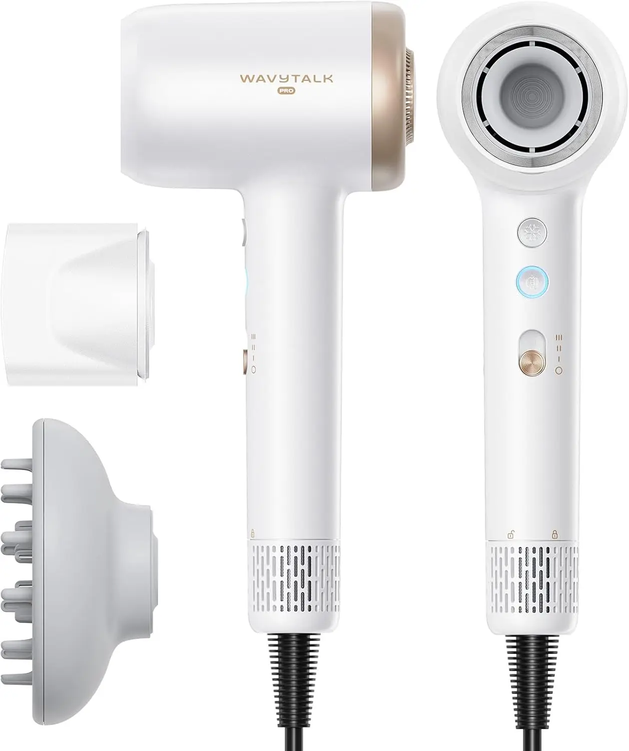 Turblow Pro Fast Drying Hair Dryer Diffuser 110k RPM Fast Dry 2 Attachments All Hair Types Ions Reduce Frizz Damage Boost Shine