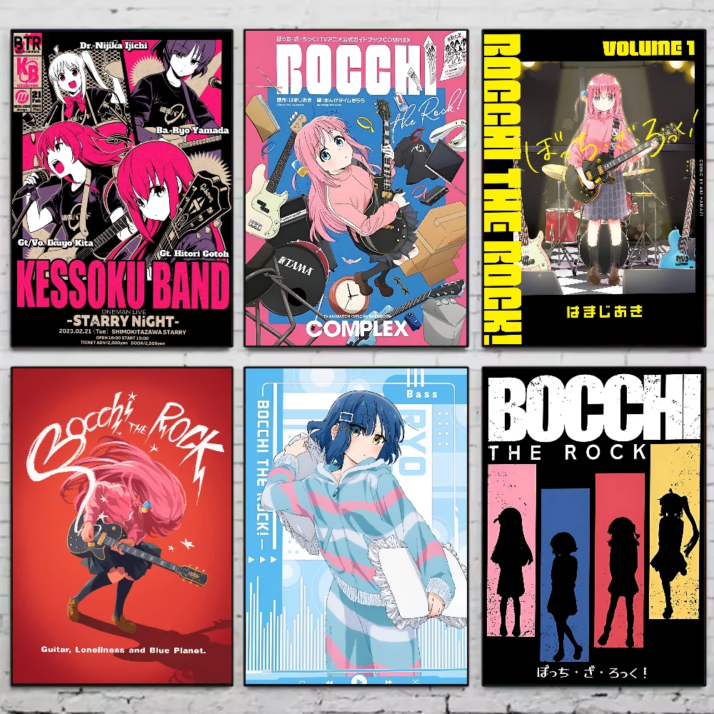 ملصق أنيمي Bocchi The Rock عالي الدقة جدار لاصق مقاوم للماء لغرفة المعيشة المنزلية وغرفة النوم والديكور الجمالي