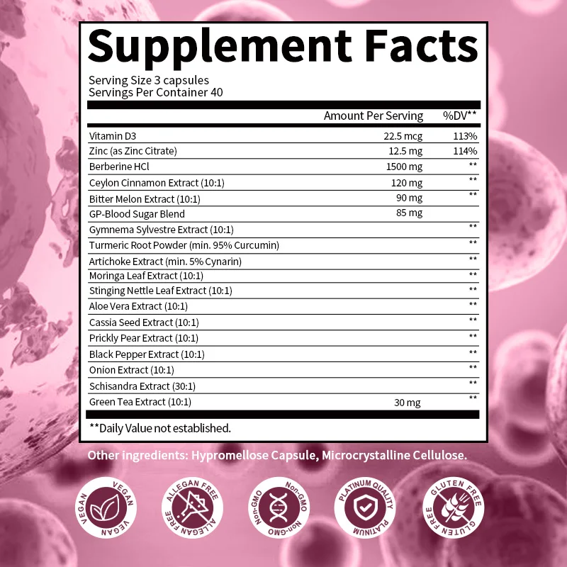 Berberine Supplement 1500mg with Ceylon Cinnamon, Bitter Melon, Green Tea - Supports Immune, Heart Health & Gastrointestinal