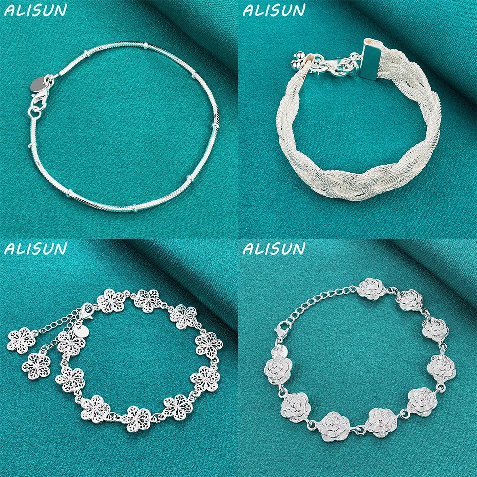 

ALISUN 925 Sterling Silver Bracelets For Women Men Anniversary Gift Popular Wild Fashion Romantic Jewelry