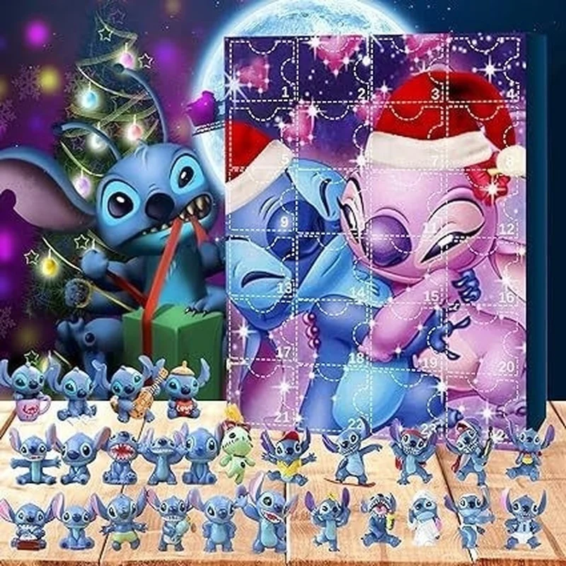 2024 Christmas Advent Calendar Toys 24 Day Reward Countdown Anime Stitch Statue Juguetes Surprise Figurines Gift for Children