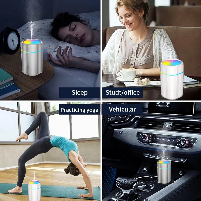 300ml Air Humidifier Aroma Essential Oil Diffuser With Night Light Cool Mist For Bedroom Home Car Plants Purifier Humificador