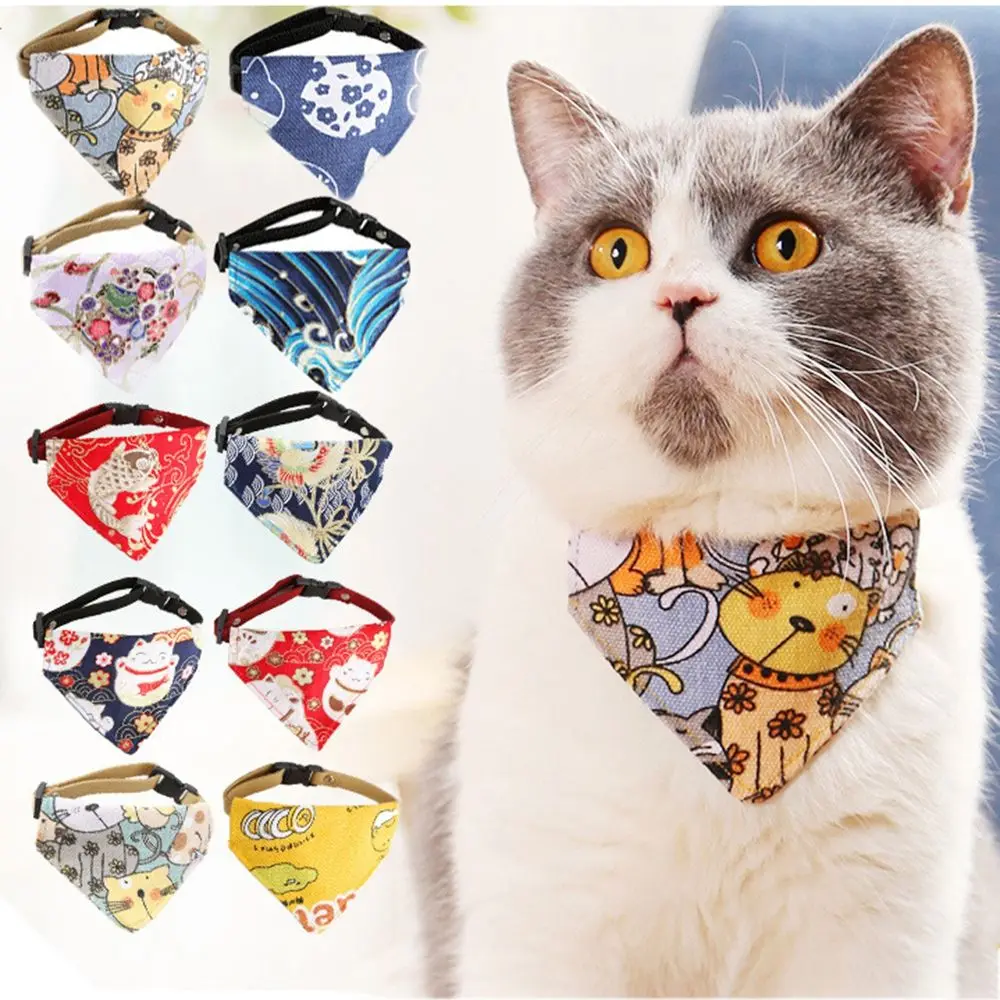 Cartoon Pet Bandana Bow Tie Puppy Kitten Trigon Scarf Adjustable Dog Cat Collar Animal Accessories