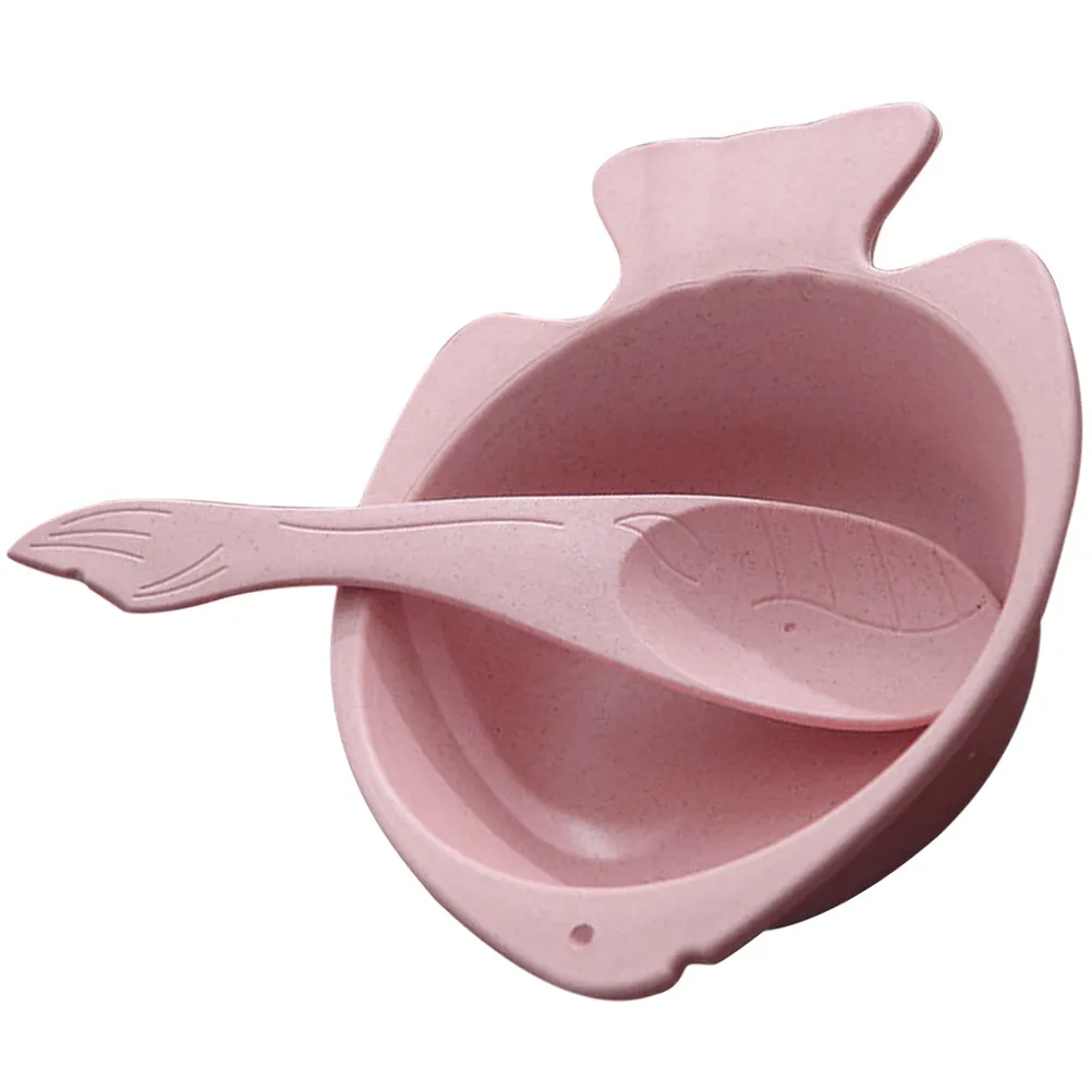 

1Set Unbreakable Bowl Set Fish Design Cereal Soup Rice Salad Serving Bowl Wheat Straw Material Safe Non Breakable for Kids Home