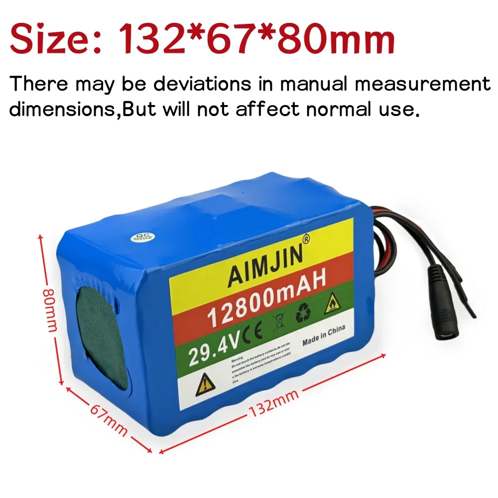 18650 بطارية ذات سعة كبيرة 7S4P 29.4 فولت 12800 مللي أمبير بطارية ليثيوم أيون قابلة للشحن مدمجة BMS مع شاحن #3