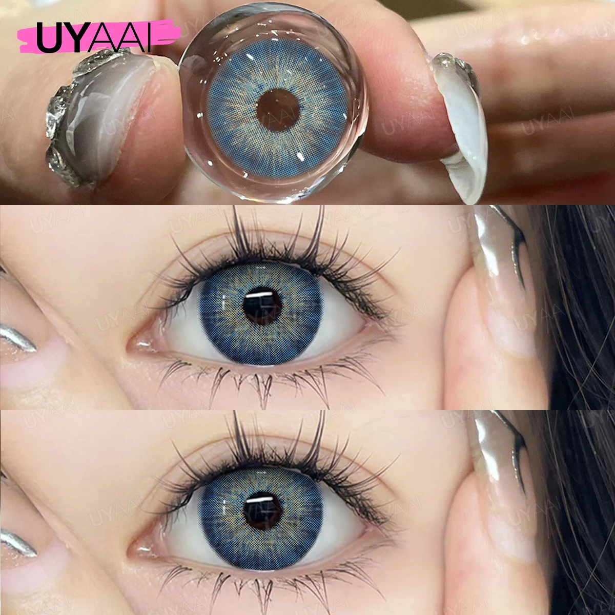 UYAAI 1 Paar natürliche Farbkontaktlinsen für Augen, Schönheit, Mode, farbige Linsen, graue Linsen, hochwertige blaue Augenkontaktlinsen