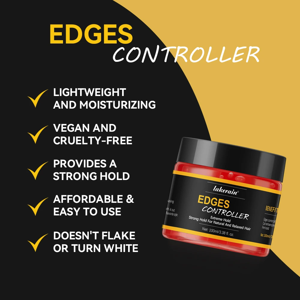 Edge Control Strong Hold Hair Gel Thick Edges Styling Gel Non-Graasy Non-Flaking No White Cast Long Lasting Supports All Hair Ty