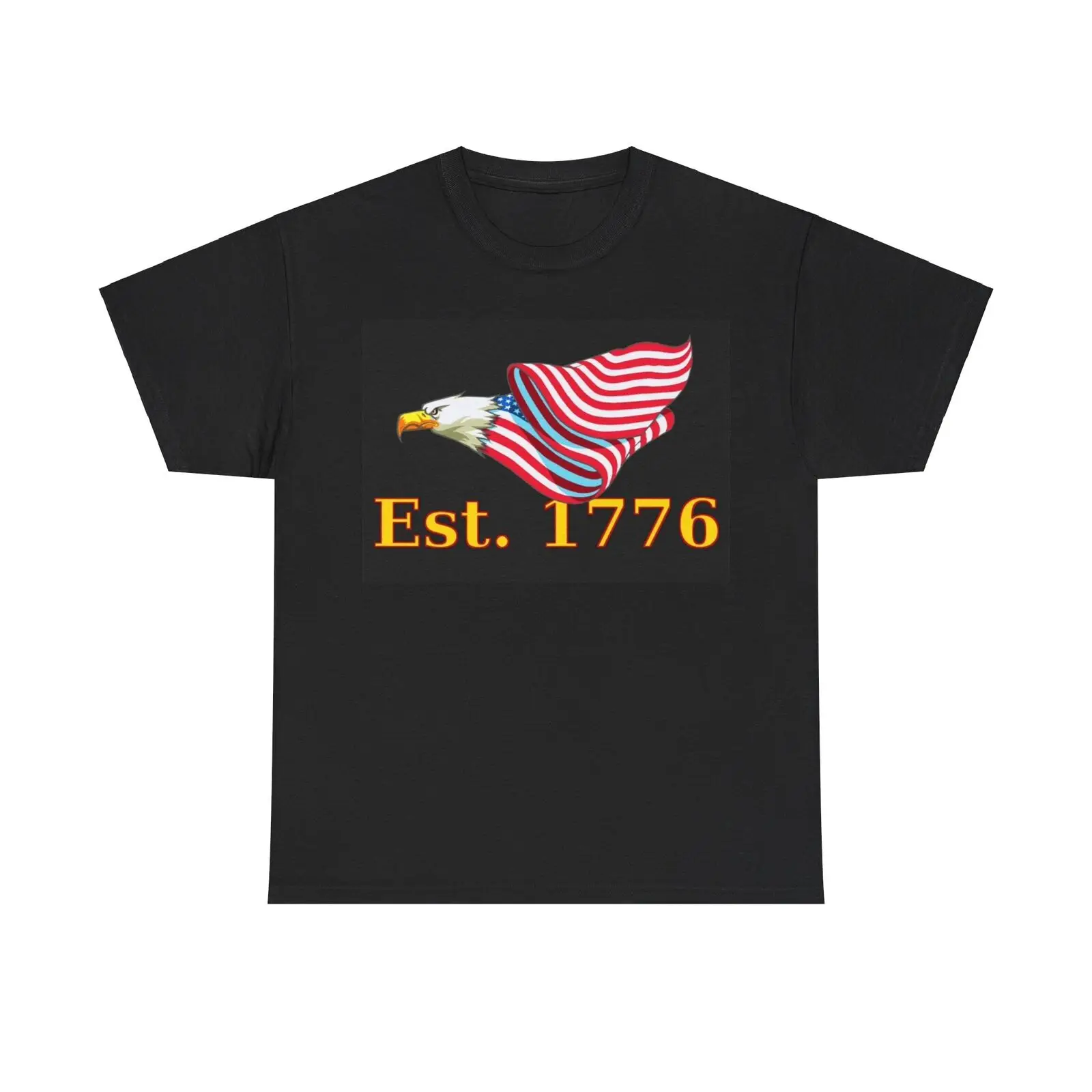 

Flying Bald Eagle USA Tshirt American Flag 1776 Freedom Unisex Heavy Cotton Tee