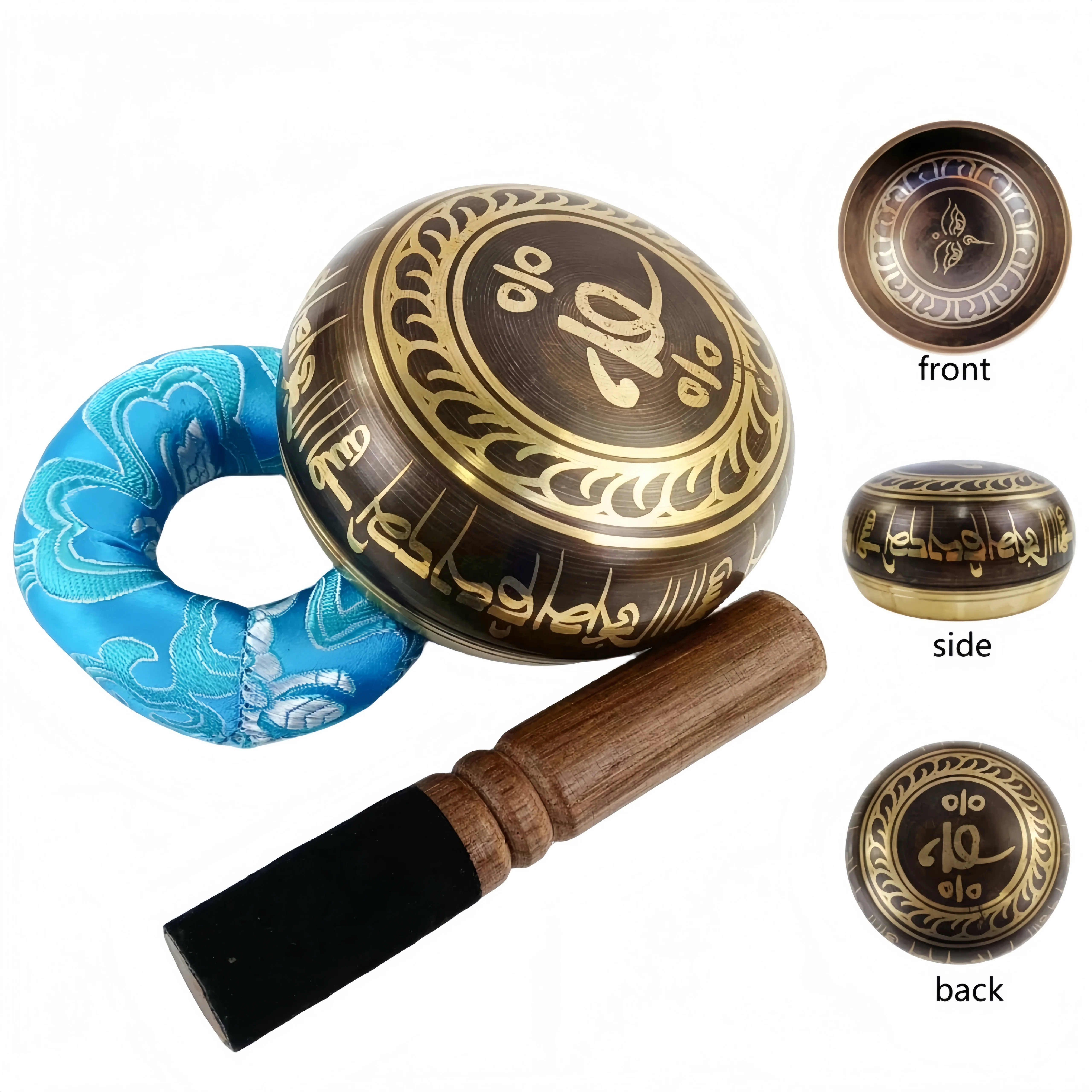 Ensemble de bols chantants noirs du Népal Miwayer, bol de méditation Divine Eye pour le yoga, la réduction du stress, la guérison des chakras, cadeau unique