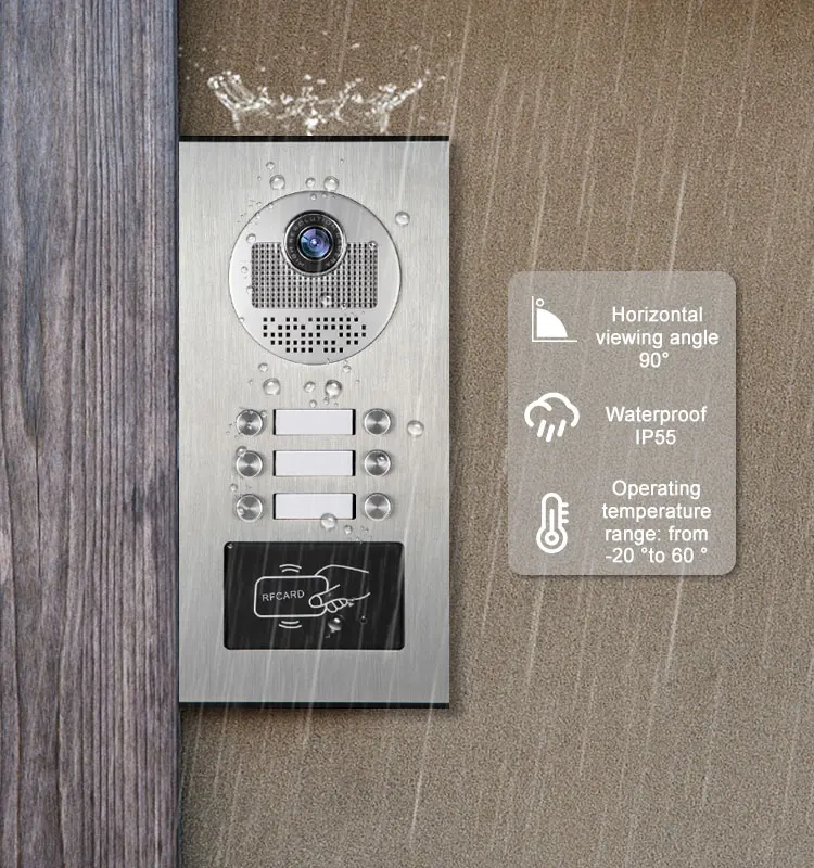 6 ボタンマルチアパート 9 インチスクリーンビデオドアホン RFID カードロック解除アクセス制御機能ビデオドアベル