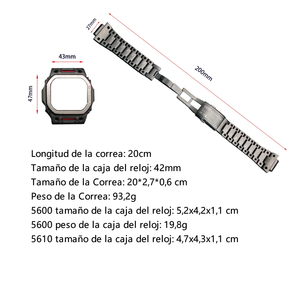 Kit de Modification en titane DW-5600 boîtier de sangle en métal Lunette Set pour GW-M5610 GW-5000 boîtier en acier inoxydable pour Casioak GLS5600