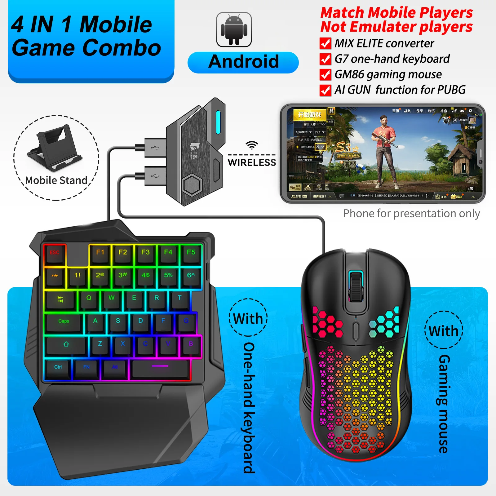 Mobile Games Converter Keyboard Mouse Kit Mobilador Gamer Converter 4 In 1 Combo Gaming Keyboard Bluetooth Connection Mix Elite