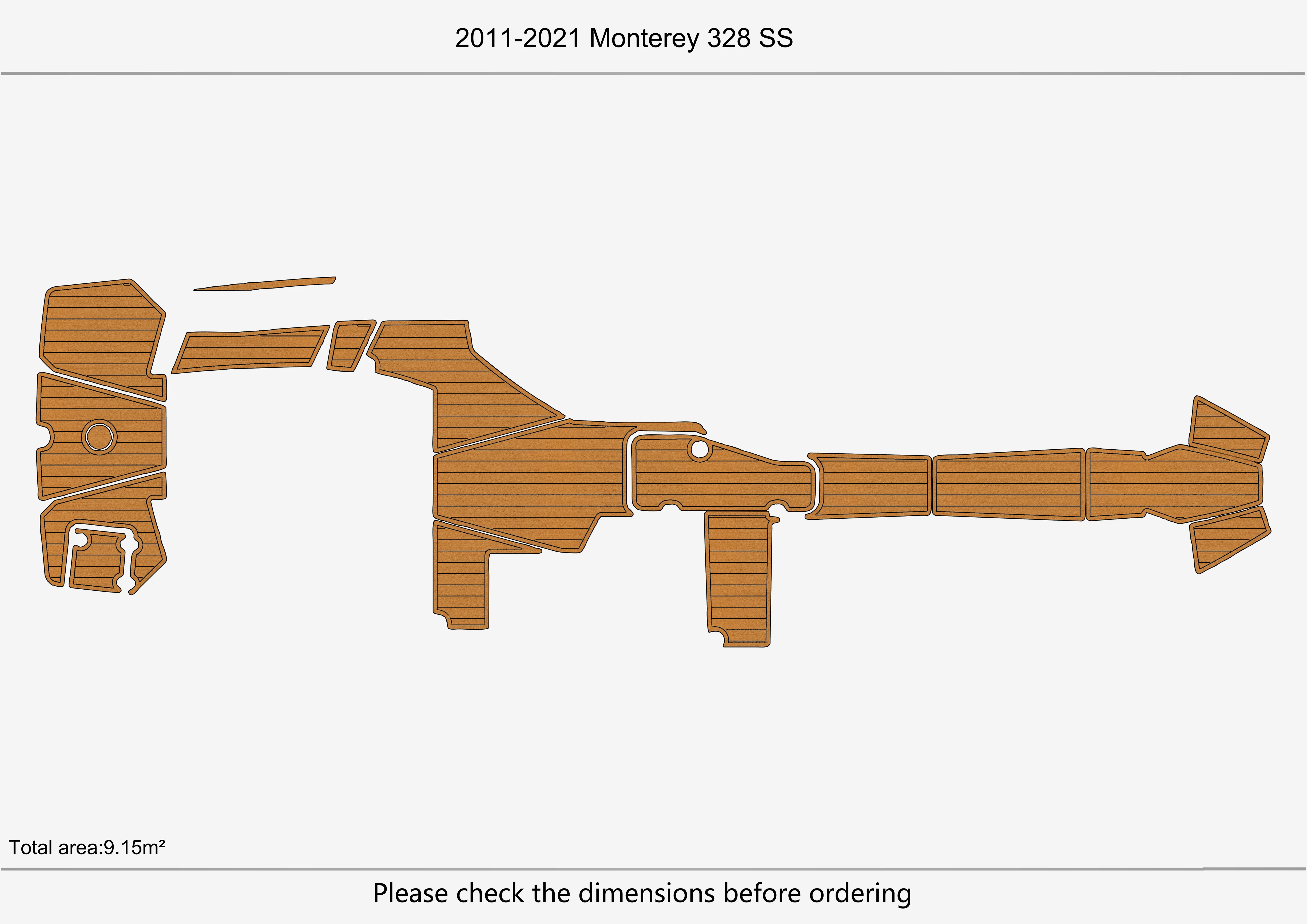 Eva foam Fuax teak seadek marine floor For 2011-2021  Monterey 328 SS Cockpit Swim platform 1/4