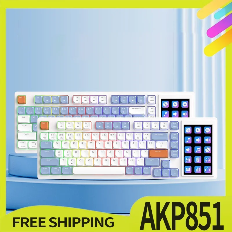 Ajazz AKP815 81 Keys Wired Mechanical Keyboard RGB Backlit Gaming Keyboard LCD Color Screen Ergonomic For Game Laptop PC Desktop