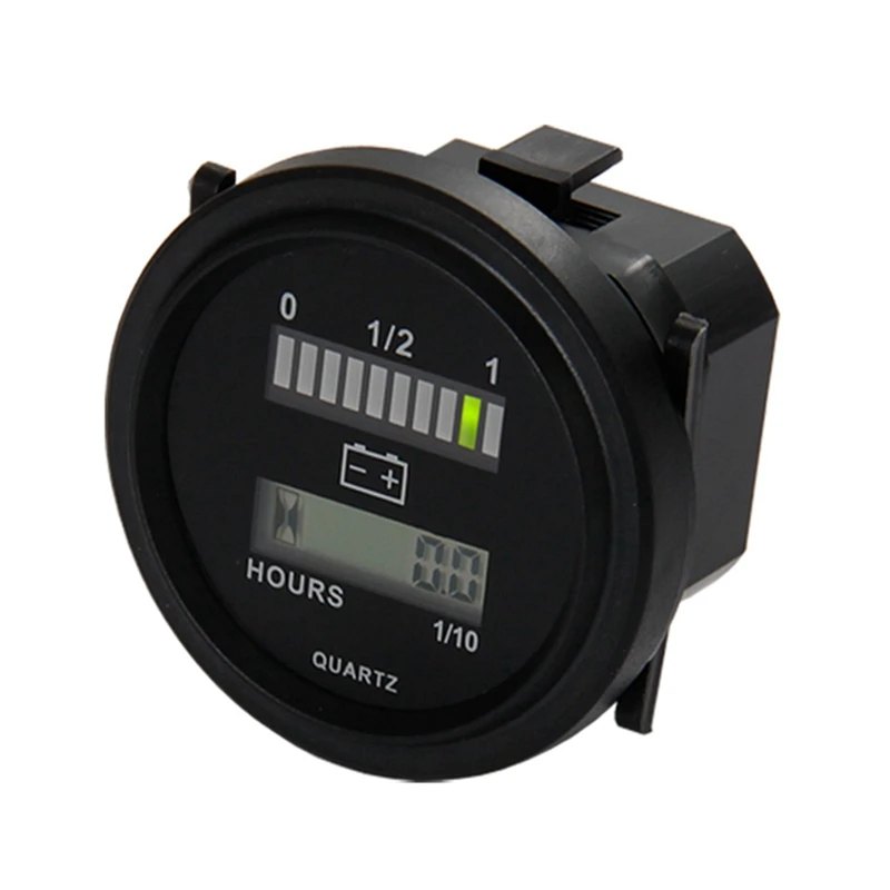 

5X LED With Hour Meter Round Battery Indicator Meter Gauge 12/24V 36V 48V 72V For Boat Golf Cart Yamaha Club