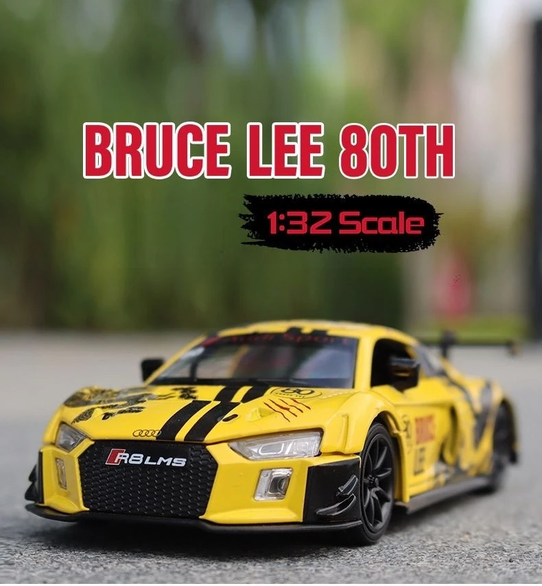 Audi R8 Pull-Back-Auto im Maßstab 1:32, Legierung, Druckgussmodell, Trägheitsbetriebenes Spielzeug, Geschenk, leichter Soundeffekt, Weihnachtsgeschenk