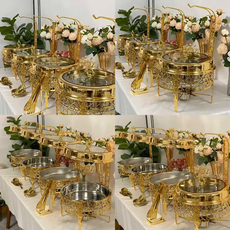 Stainless Steel Hanging Chafing Dish for Wedding Parties 8L-9L Fuel Food Warmer Factory Direct Catering Serving