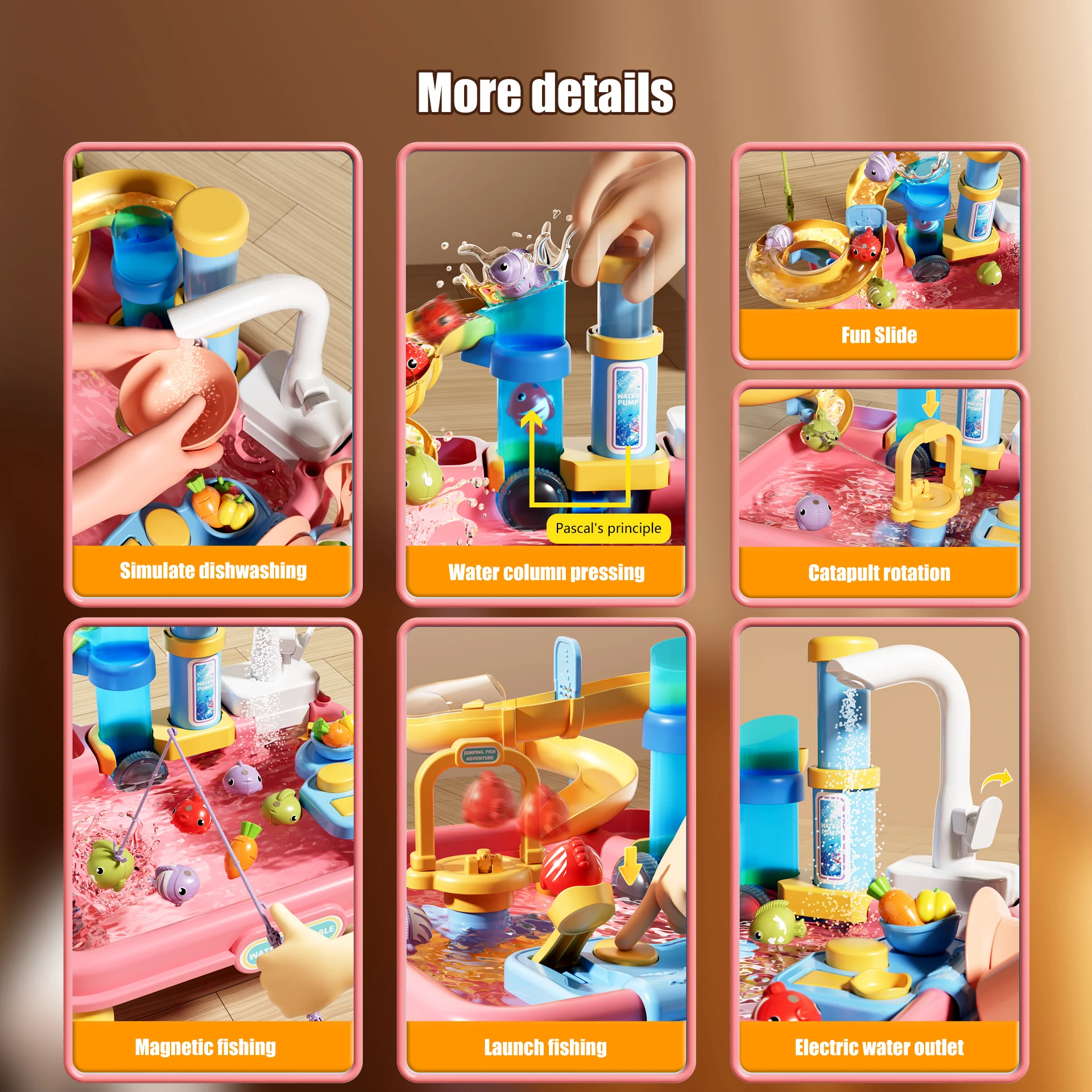 Elektrische speelgootsteen Keukenspeelset Kinderen Waterspel Rollenspel met fruit Groenten Voedsel Magnetisch visspel voor jongens en meisjes