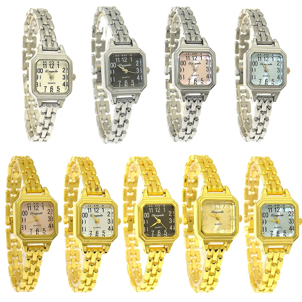 9pcs/lot Wholesale Mixed Bulk Gold Lady Women Wristwatch