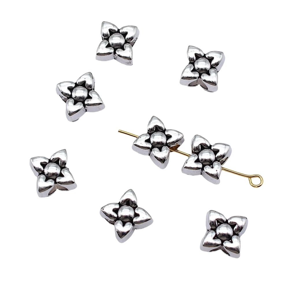 Accesories Flower Big Hole Beads Jewelry For Woman 10x10x7mm 10pcs