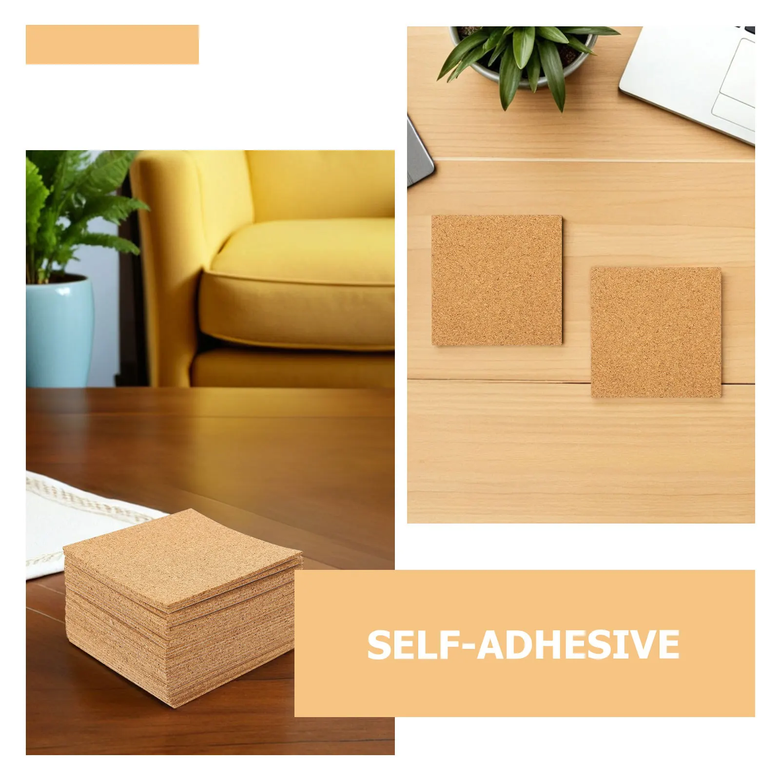 30 قطعة من صفائح الفلين ذاتية اللصق 4 بوصة مربعات قشر عصا قابلة للكتابة قابلة للكتابة للأكواب ديكور منزلي هادئ مربعات الفلين