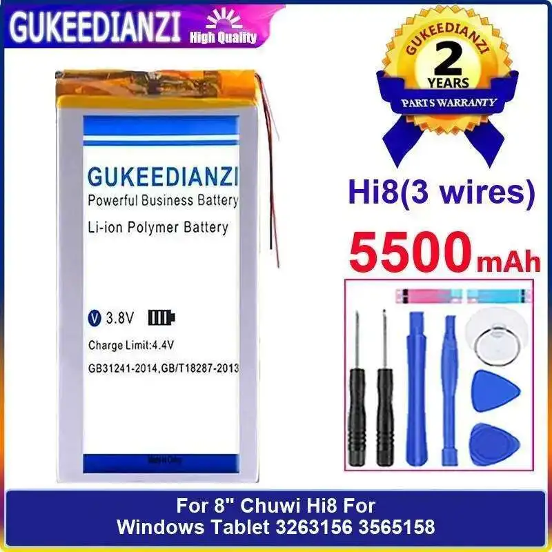 

Good Low-Temperature Performance 5500Mah Safe Hi8 3 Wires Tablet Battery For 8" Chuwi Windows 3263156 3565158