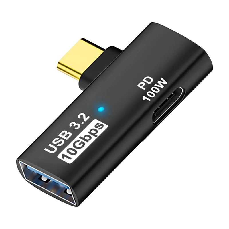 Adapter 2 w 1 USB C na USB 3.2 z portem ładowania 100 W, konwerter Thunderbolt 4/3 OTG dla Rog Ally, dla Steam Deck, czarny