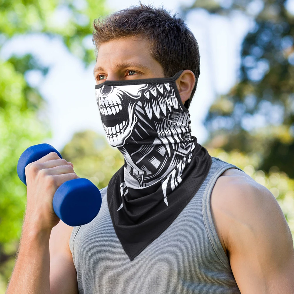 3D Skull Summer Bandana Hanging Ear Triangle Scarf Cycling Hiking Hunting Fishing Sports Bicycle Face Mask Neck Gaiter Men Women