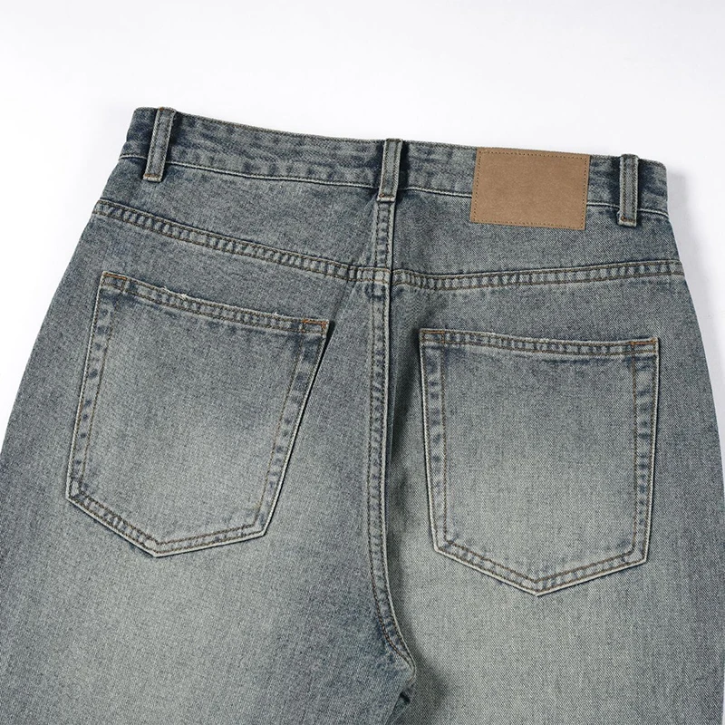 KSTUN ユーズド加工ジーンズ男性リッピングヒップホップバイクデニムパンツフレアパンツブーツカットメンズズボンヴィンテージ中空アウトほつれ