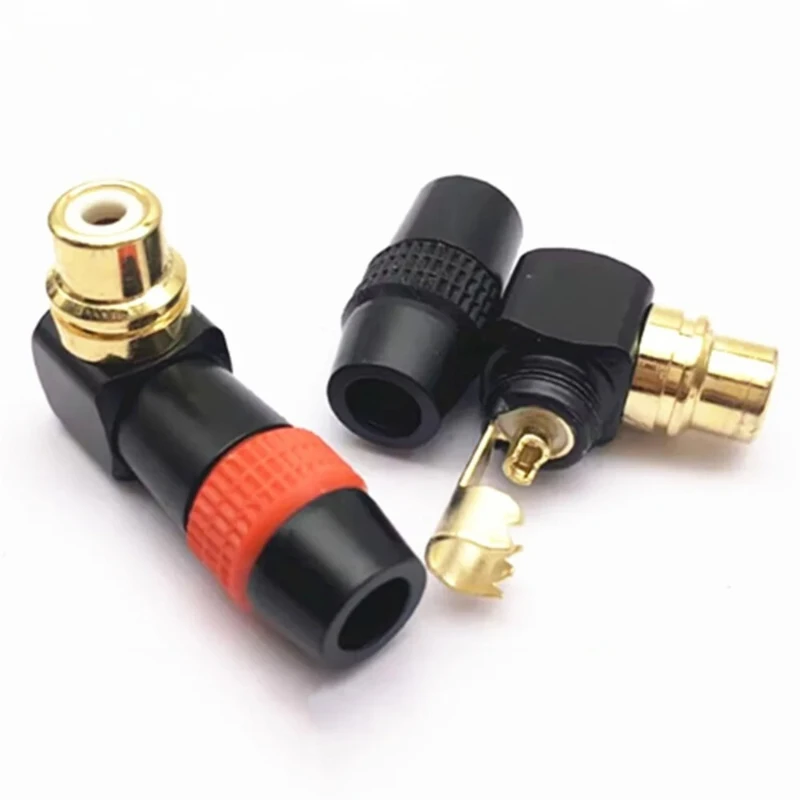 

10Pcs Gold-plated 90 Degree L-shaped RCA Female Solder plug red and black Ring plug jack audio and video connector