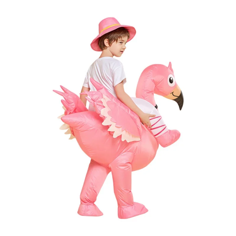 Pink Flamingo Inflatable Costumes Cartoon Animal Blow Up Clothes Halloween Party Cosplay Costume Funny Performance Props - view 4